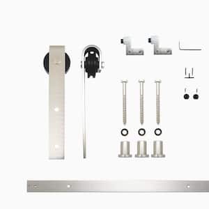 4 ft./48 in. Brushed Nickel Non-Bypass Sliding Barn Door Track and Hardware Kit for Single Door