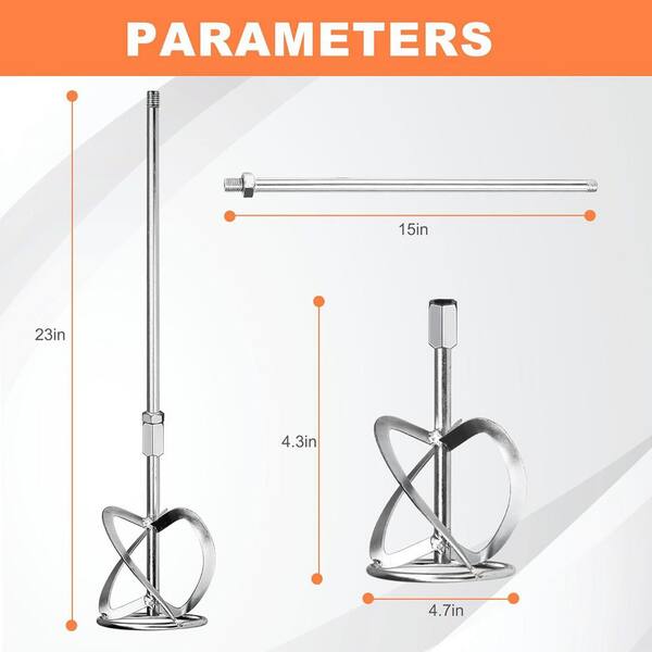 thumbnail image 2 of Balacoo Galvanized Steel Mixing Rod For Drill - 52 Cm Paint/Cement Stirrer, Heavy Duty, Handheld 2 of 14