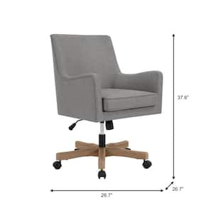 Cosgrove Gray Upholstered Office Chair with Arms and Adjustable Wood Base