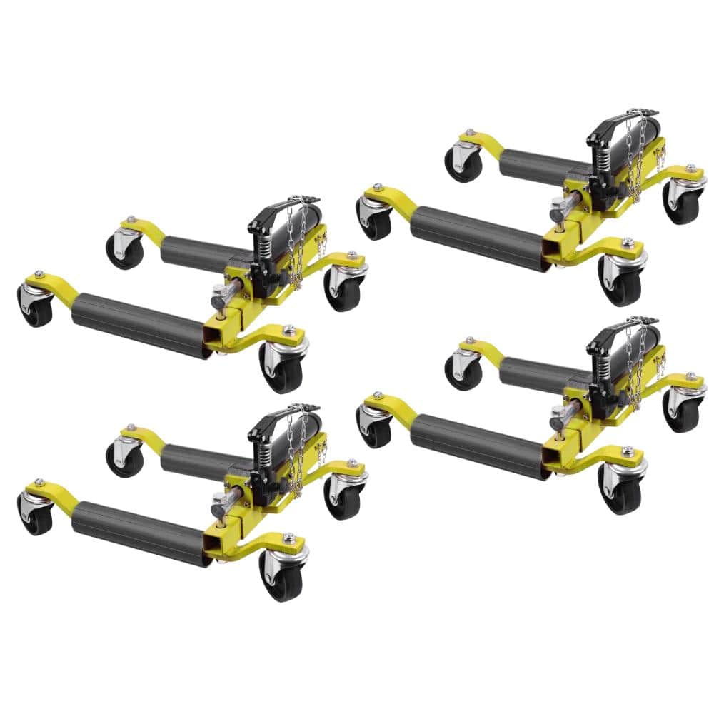 4 Piece Yellow Heavy Duty Hydraulic Car Wheel Dolly Set with Ratcheting Foot Pedal for Trucks, RVs, Trailers, Garage price history on PriceWatchPro