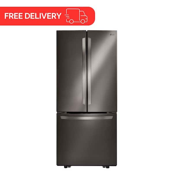 30 in. W 22 cu. ft. French Door Refrigerator with Ice Maker in Black Stainless Steel