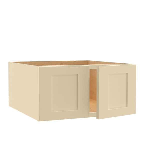 Home Decorators Collection Newport 27 in. W x 24 in. D x 12 in. H Assembled Plywood Wall Bridge Kitchen Cabinet in Blended Cream with Soft Close