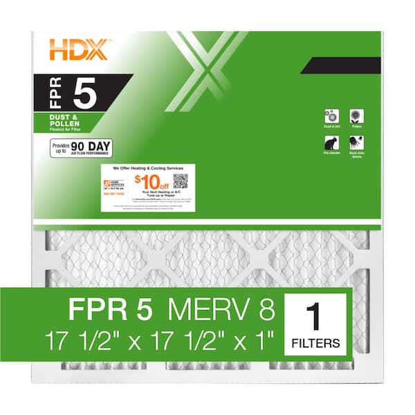 HDX 17.5 in. x 17.5 in. x 1 in. Standard Pleated Air Filter FPR 5, MERV 8