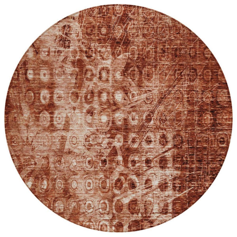 Orange Camo Print Round Rug main image 1