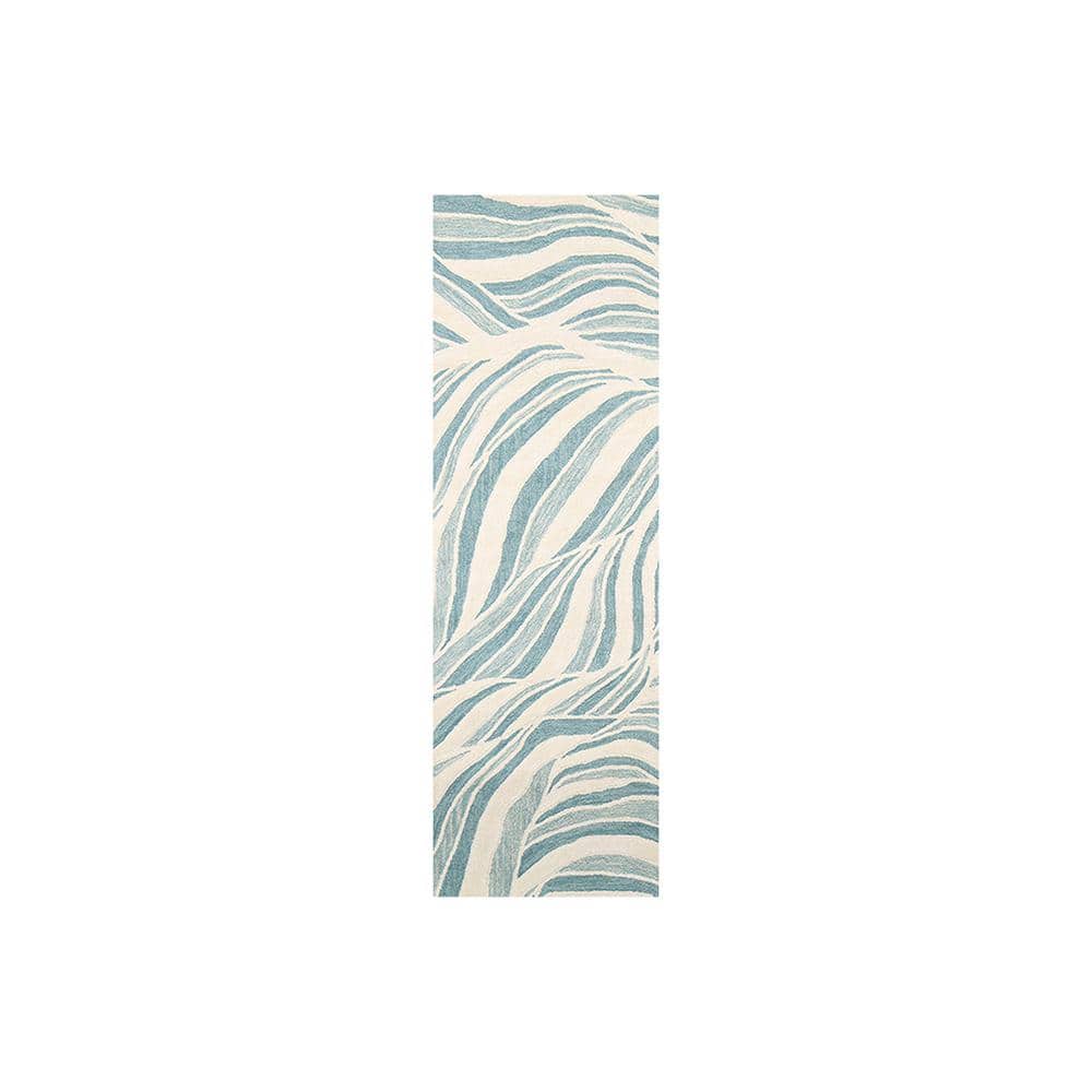 Verona Ivory/Teal 3 ft. x 8 ft. (2 ft. 6 in. x 8 ft.) Geometric Transitiona