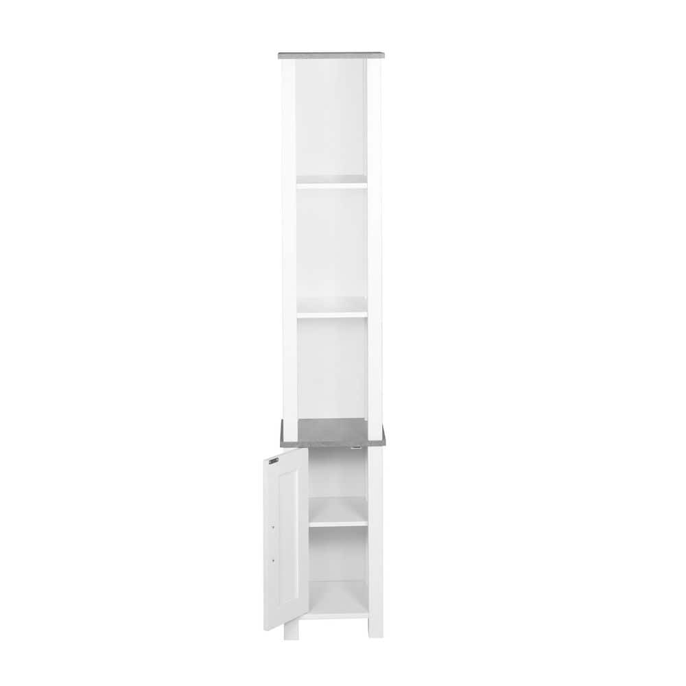 11.81 in. W x 11.81 in. D x 67.72 in. H White Linen Cabinet Bathroom ...