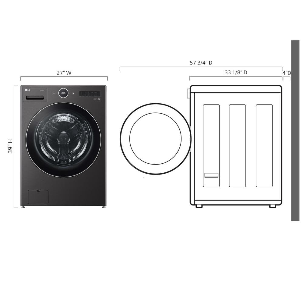 LG 5.0 cu. ft. Black Steel Smart Front Load Washer with Steam Setting