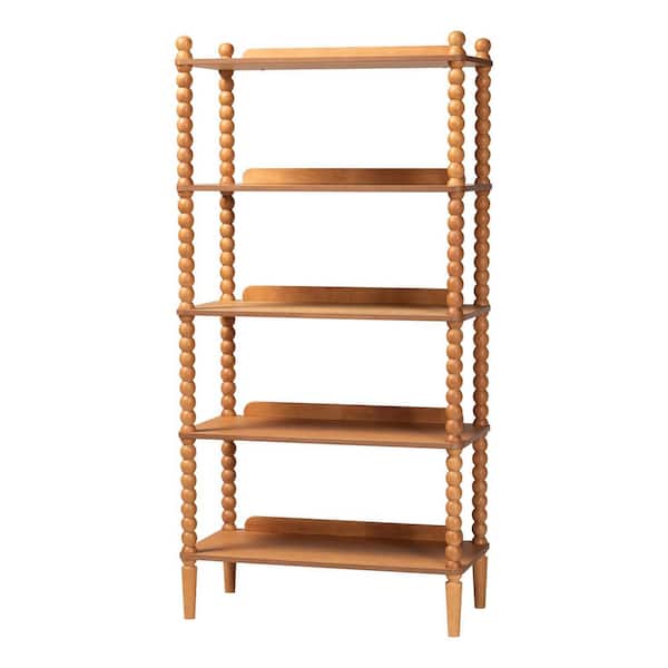 Lucera 5-Tier Wood Household Shelving Unit in Oak Brown (31.5 in. W x 62.4 in. H x 15.7 in. D)