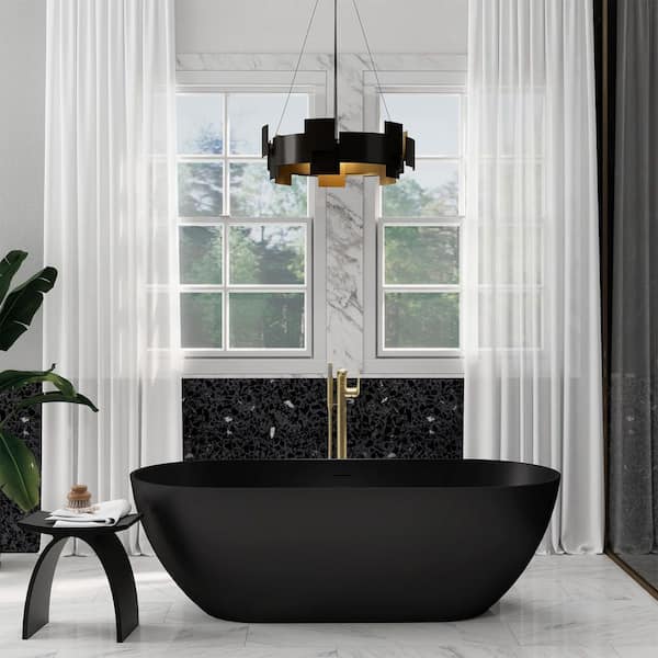 CASAINC 69 in. x 30 in. Soaking Bathtub in Matte Black CA-18