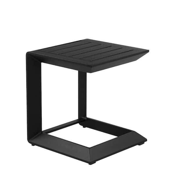 Benjara 17 in. Black Square Polyresin Top End Table