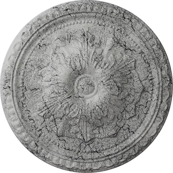Ekena Millwork 1-3/8 in. x 18 in. x 18 in. Polyurethane Richmond Ceiling Medallion, Ultra Pure White Crackle