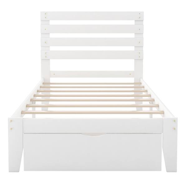 Utopia 4niture Mica Platform Bed with Drawer, White