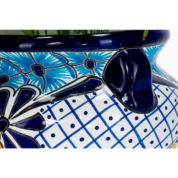 Trendspot 16 in. Blue Talavera Cantina Ceramic Planter CR10844-14D - The  Home Depot