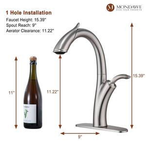 Scroll Wand High Arc Pull Down Sprayer Kitchen Faucet Single Handle Deck Mount in Brushed Nickel