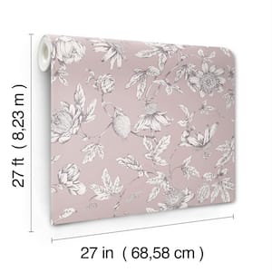 Passion Flower Toile Orchid Wallpaper Roll