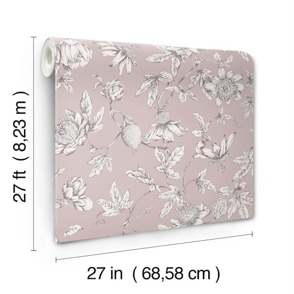 York Wallcoverings Passion Flower Toile Orchid Wallpaper Roll