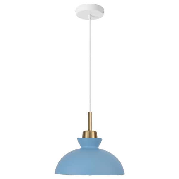 11 in. 1-Light Sky Blue Dimmable Modern Industrial Metal Shaded Single Pendant Light
