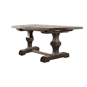 Landon Salvage Brown Wood 42 in. Trestle Dining Table Seats 8