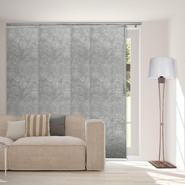 EMOH Jasmine Adjustable Sliding Single Rail Track with 23.5 in. Slates, Extendable 48 in. to 88 in. W x 94 in. L