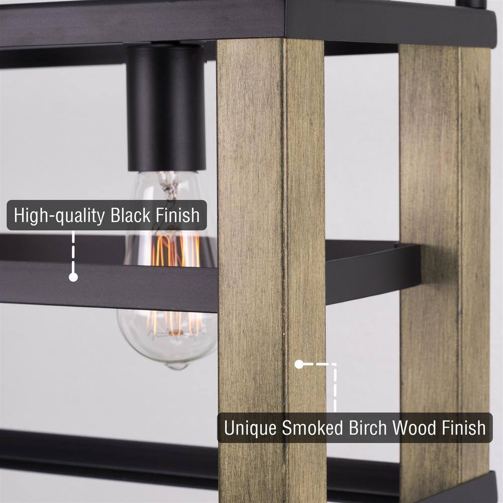 Goodwin 34" Black and Smoked Birch Farmhouse Island Light