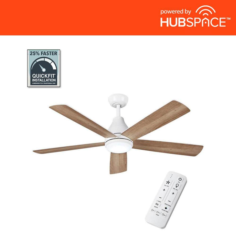 UPC 082392923945 product image for Nevali 52 in. White Changing LED Indoor Smart Hubspace Ceiling Fan with Light an | upcitemdb.com