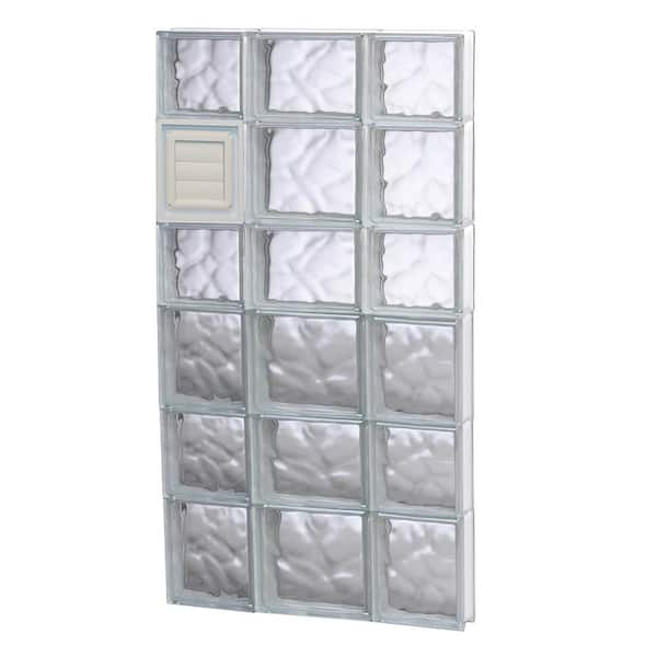 Clearly Secure 19.25 in. x 40.5 in. x 3.125 in. Frameless Wave Pattern Glass Block Window with Dryer Vent