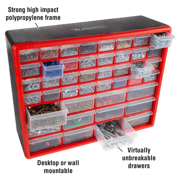Stalwart 7 in. W Red and Black Plastic 4-Drawer Small Parts Organizer for  Hardware or Crafts - Portable Tool Box 75-TS2000 - The Home Depot