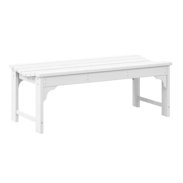 WESTIN OUTDOOR Mason Outdoor Patio All-Weather Fade Resistant HDPE Poly Plastic Backless Garden Bench in White