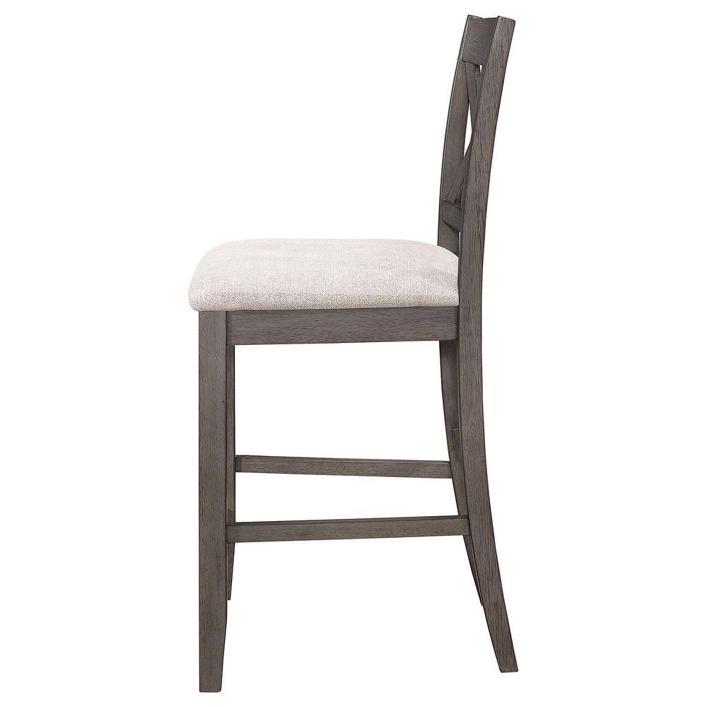 Athens Gray Wood Counter Height Stools with Cream Upholstered Seat, Set of 2