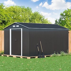 8 ft. W x 12 ft. D Large Outdoor Storage Metal Shed Garden Tool Steel Shed with Sliding Doors and Vents (96 sq. ft.)