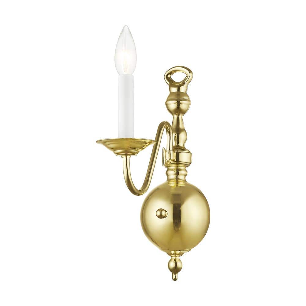 Polished Brass Colonial Single Light Wall Sconce