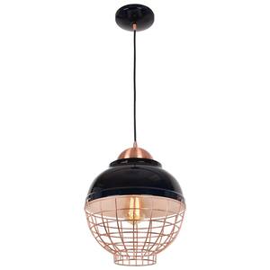 Dive 13.25 in. H LED 1-Light Shiny Black and Copper Pendant