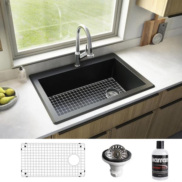 Karran QT-712 Quartz/Granite 33 in. Single Bowl Top Mount Drop-In