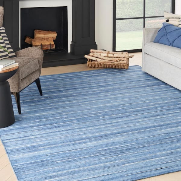 Interweave Denim 10 ft. x 14 ft. Solid Ombre Geometric Modern Area Rug