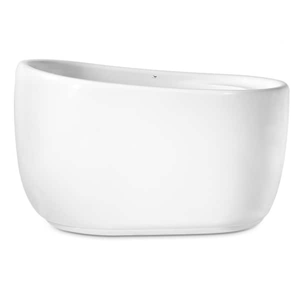Streamline 51 in. Acrylic Flatbottom Non-Whirlpool Bathtub in Glossy White with Polished Chrome Drain and Overflow Cover