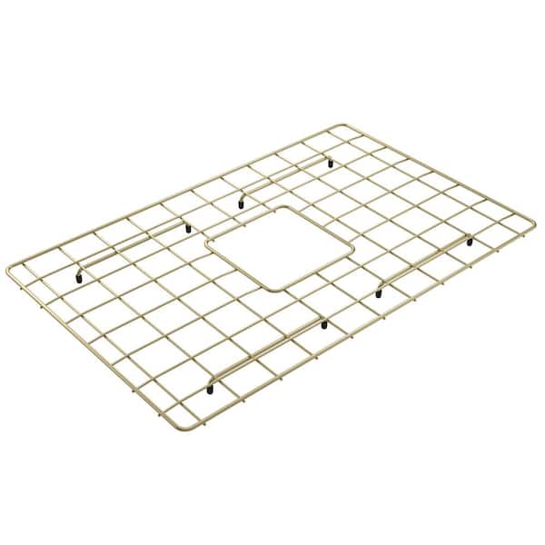 BOCCHI 24.25 in. L x 15.5 in. W Bottom Grid 2.0 in Brushed Gold for 27 in. 1628 Single Bowl Sink