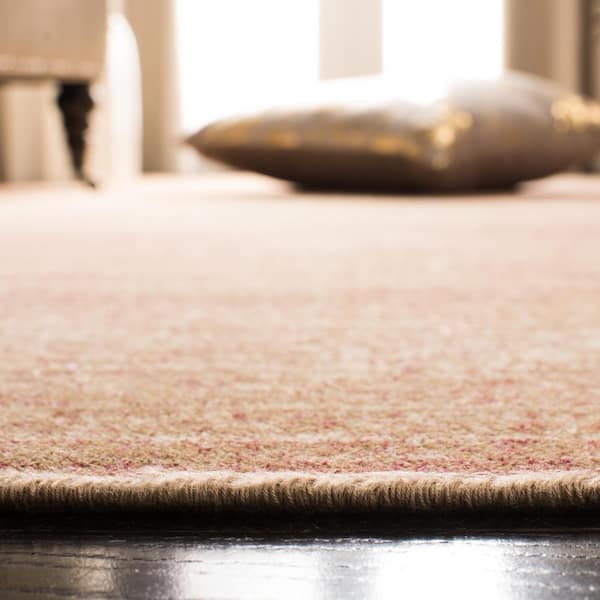 Vintage Taupe 6 ft. x 6 ft. Round Border Medallion Floral Area Rug