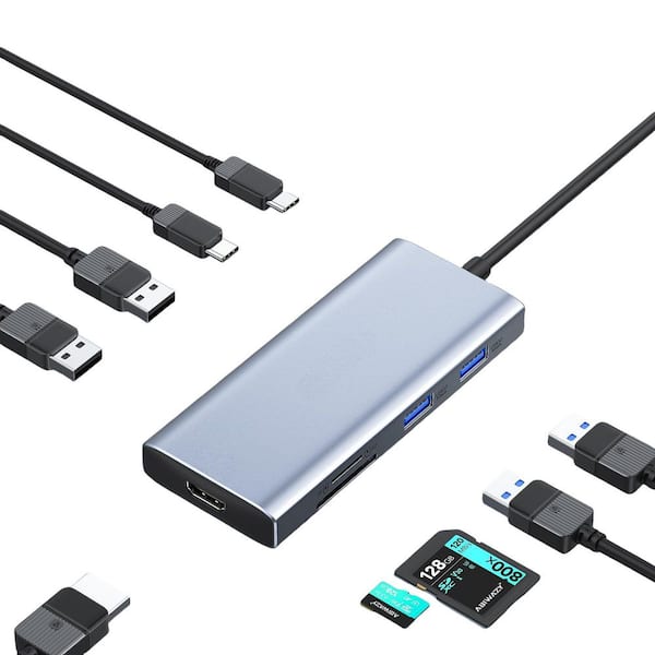 7-in-1 USB C Hub with 4K HDMI, USB 3.0, SD/TF Card Reader, and 100-Watt PD for Laptops and Devices