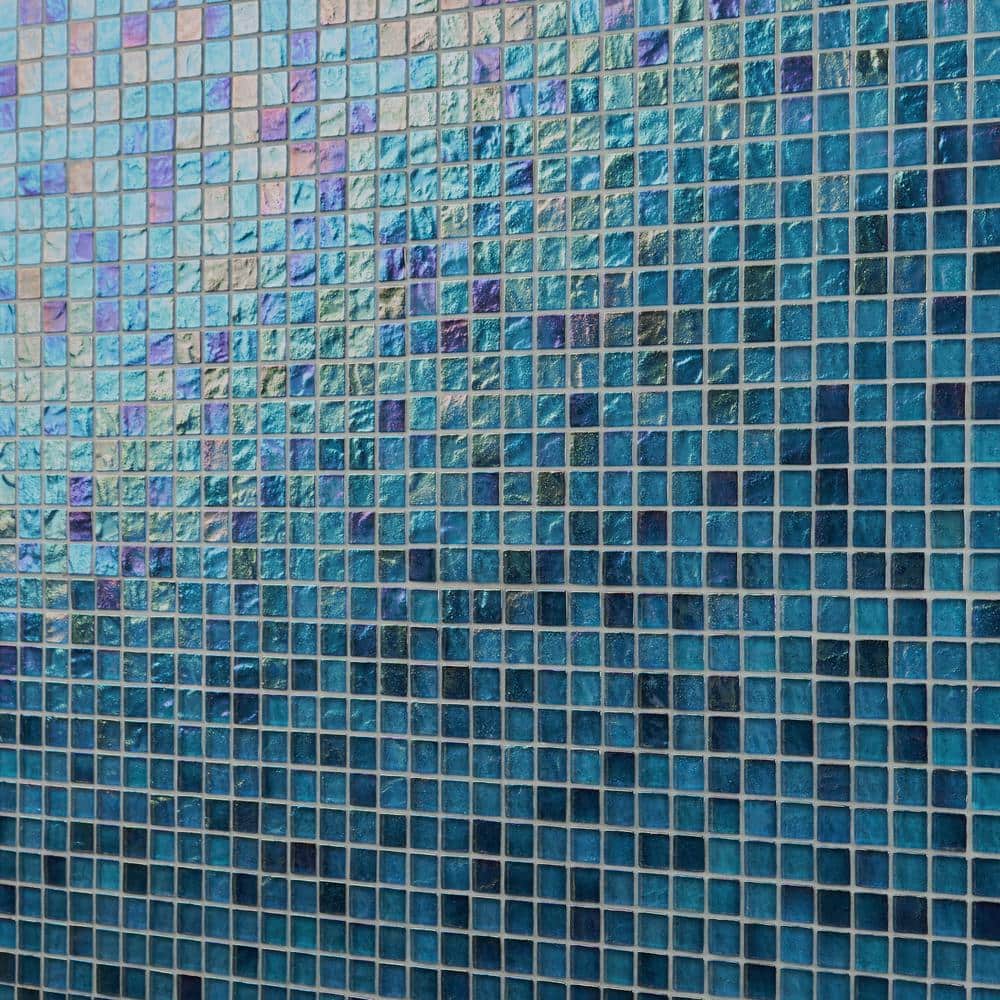 Shallows Blue Polished Glass Mosaic Wall Tile