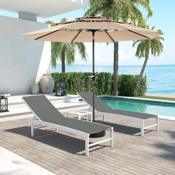 AFAIF 10 ft. 3-layer Outdoor Aluminum Patio Umbrella, 8 steel ribs Market Umbrella without base for Backyard, Poolside-khaki