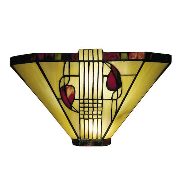 Dale Tiffany Henderson 1-Light White Sconce with Art Glass Shade