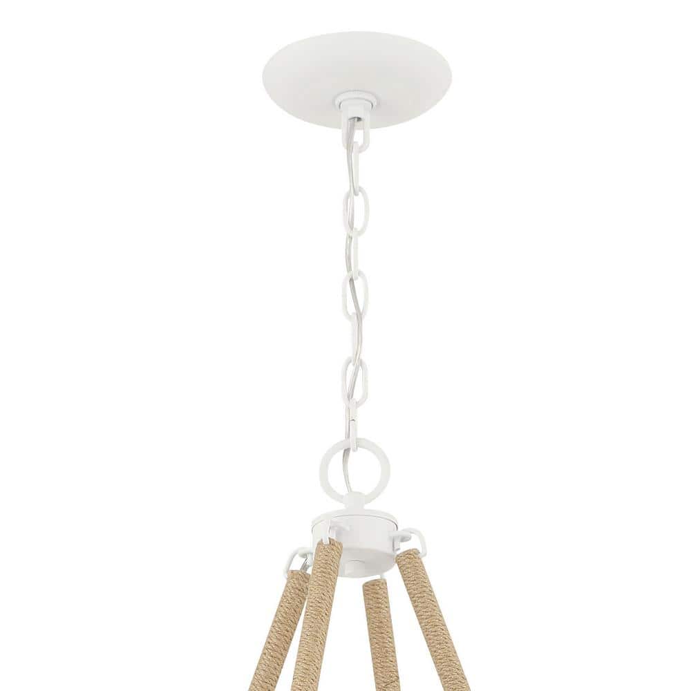 Sand White 8-Light Candle Style Chandelier with Rope Accents
