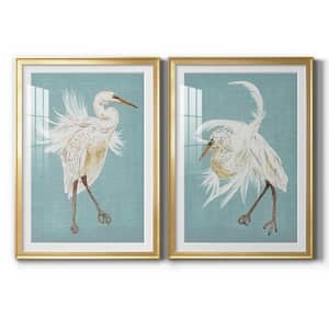 Heron Plumage V by Wexford Homes 2-Pieces Framed Abstract Paper Art Print 26.5 in. x 36.5 in.