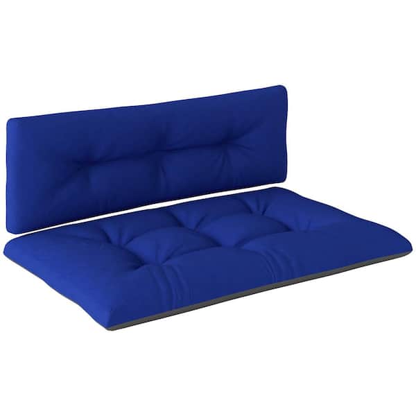 47 in. W x 30 in. D 2-Seat Pallet Loveseat Cushions Outdoor 3.9 in. Thick Replacement Cushions-Tufted Design, Navy Blue