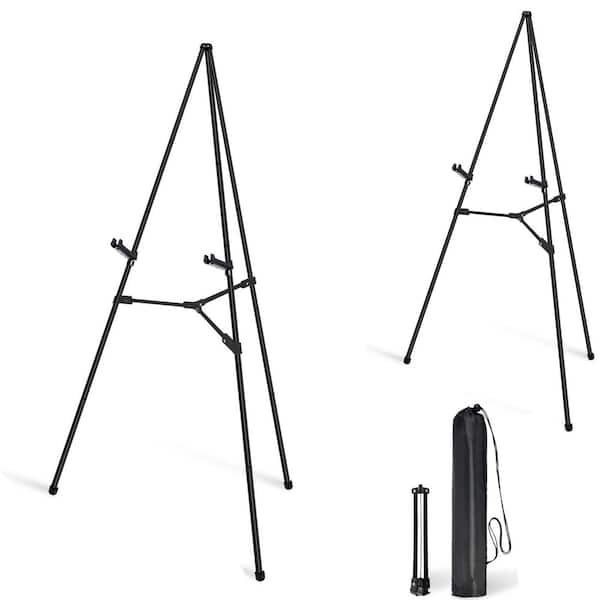 1-Piece Portable Metal Easel Stand with Adjustable Support, Folding Lightweight Display Easel for Signs, Black