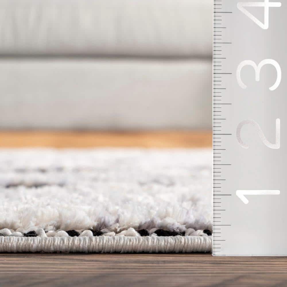 Grey Moroccan Lattice Tassel Runner Rug 2' x 6'
