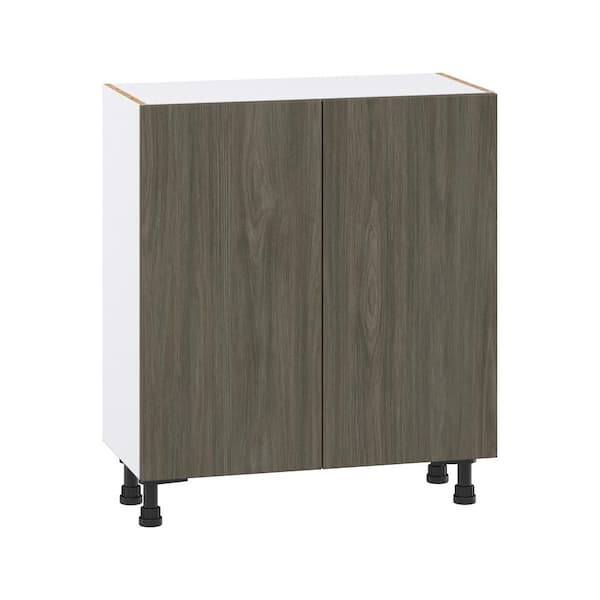 30 in. W x 14 in. D x 34.5 in. H Medora Textured Slab Walnut Assembled Shallow Base Kitchen Cabinet with 2 Doors