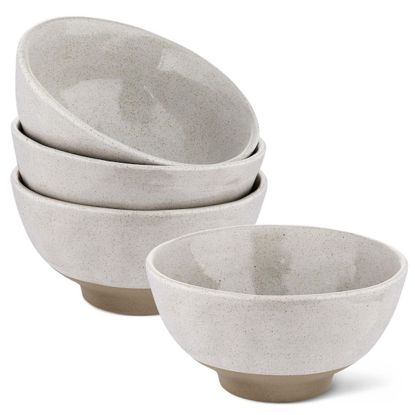 12 oz Ceramic Cereal Bowls Set of 4, Speckled Glaze, 4.75 in, Ideal for Ice Cream, Cereal, Soup daily.