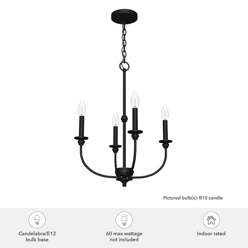 Black Mini Chandelier with Candle Bulbs, 18-inch