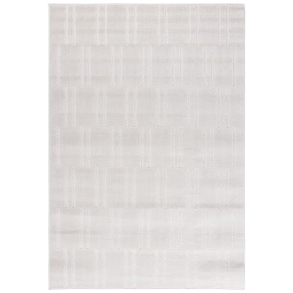 Stella Ivory 9 ft. x 12 ft. Solid Lines Indoor/Outdoor Area Rug